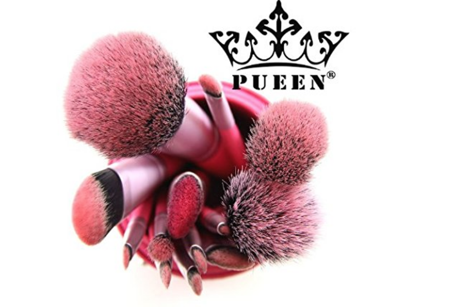 12 Piece Makeup Brush Set in Vegan Leather Case Holder